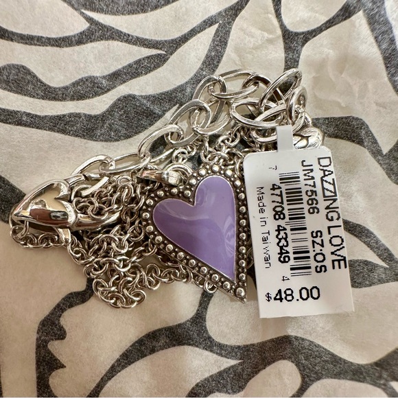 Brighton - BNWT/ tissue/ box -Dazzling Love- Silver/Enamel Purple Heart Necklace - Picture 6 of 9
